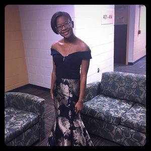 Floral, off the shoulder formal dress